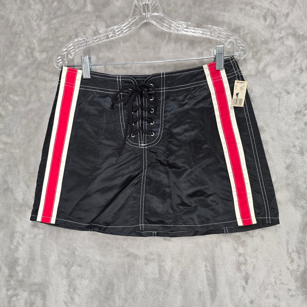 Vtg Bodywave Board Skirt Women 11 Black Beach Stripe Y2K Nylon Mini Gorpcore